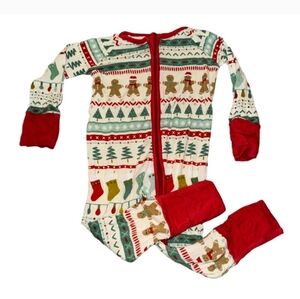 Little Sleepies Christmas Gingerbread Men Footies 3T EUC